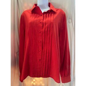 Vintage Josephine Size 18 Red Blouse Sri Lanka Pleated Front